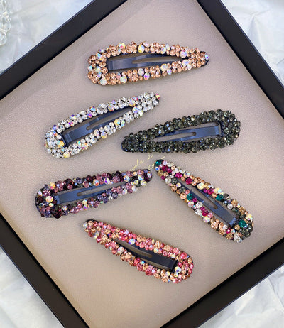 korean rhinestone bb hairpin no trace crystal hollow water drop square triangle super flash bangs hairpin hair accessories