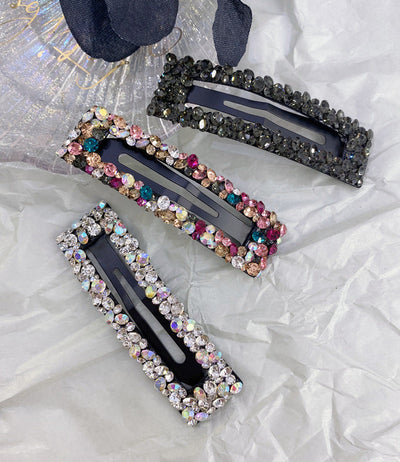 korean rhinestone bb hairpin no trace crystal hollow water drop square triangle super flash bangs hairpin hair accessories