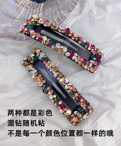 korean rhinestone bb hairpin no trace crystal hollow water drop square triangle super flash bangs hairpin hair accessories