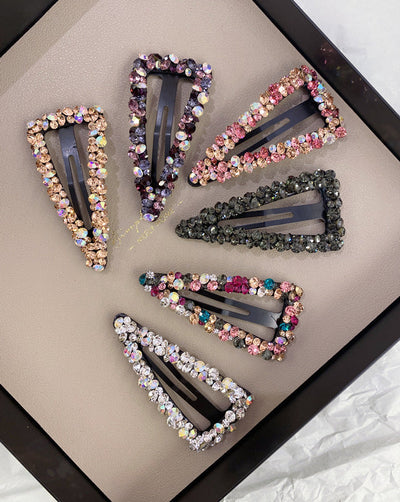 korean rhinestone bb hairpin no trace crystal hollow water drop square triangle super flash bangs hairpin hair accessories