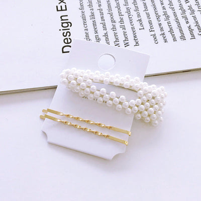 fashion geometric alloy plating artificial pearls hair clip 1 set