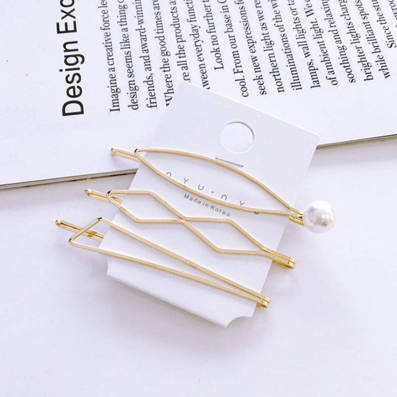 fashion geometric alloy plating artificial pearls hair clip 1 set