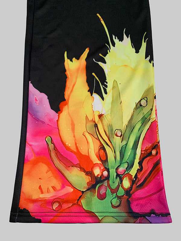 Loose Wide Leg Flower Print Pants Trousers