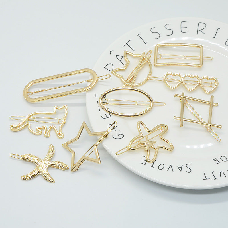 fashion geometric metal plating hair clip