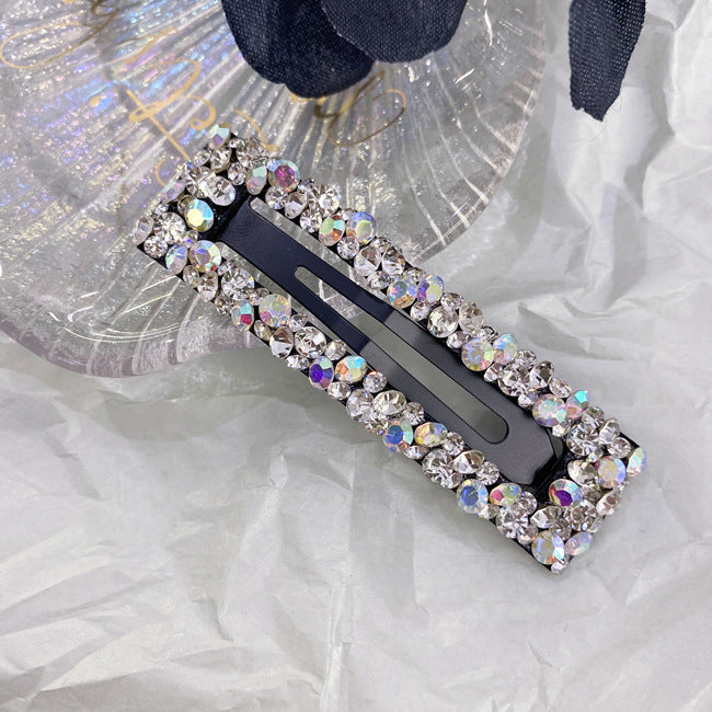 korean rhinestone bb hairpin no trace crystal hollow water drop square triangle super flash bangs hairpin hair accessories