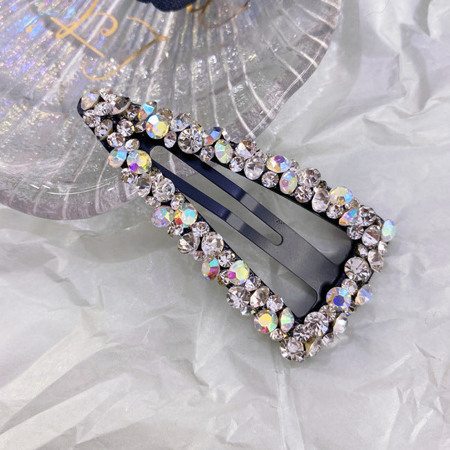 korean rhinestone bb hairpin no trace crystal hollow water drop square triangle super flash bangs hairpin hair accessories