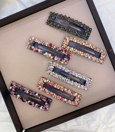 korean rhinestone bb hairpin no trace crystal hollow water drop square triangle super flash bangs hairpin hair accessories