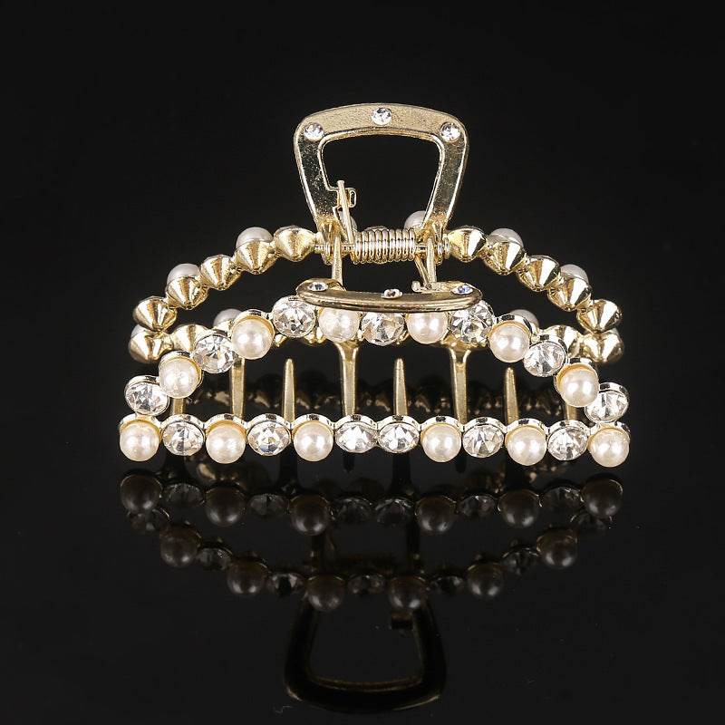 simple style solid color alloy inlay rhinestones hair claws 1 piece