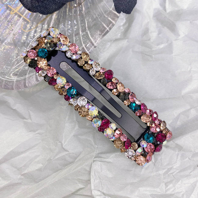 korean rhinestone bb hairpin no trace crystal hollow water drop square triangle super flash bangs hairpin hair accessories