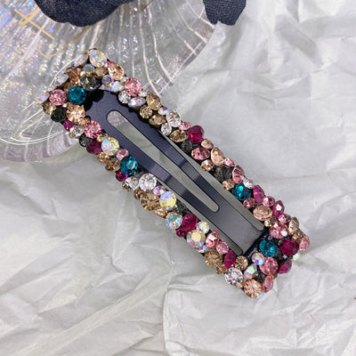 korean rhinestone bb hairpin no trace crystal hollow water drop square triangle super flash bangs hairpin hair accessories