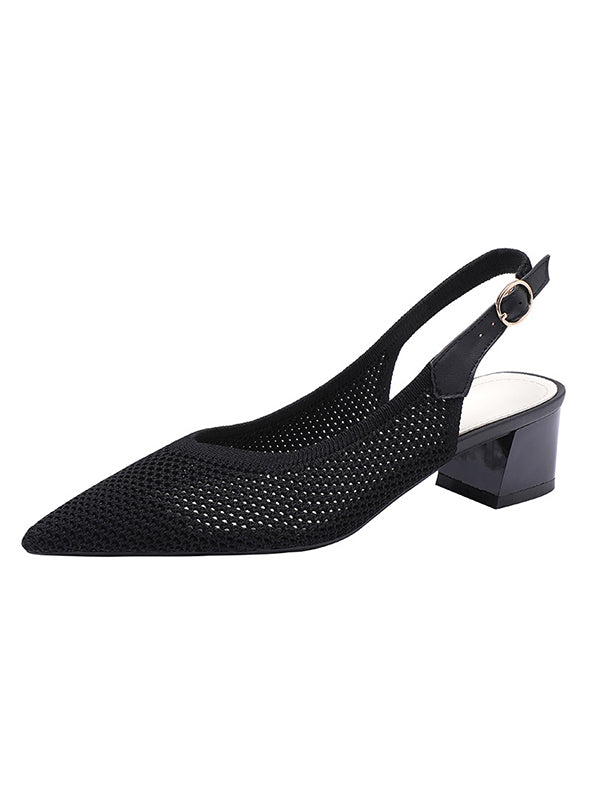 Belt Buckle Hollow Pointed-Toe Split-Joint Pumps Sandals Slider Sandals