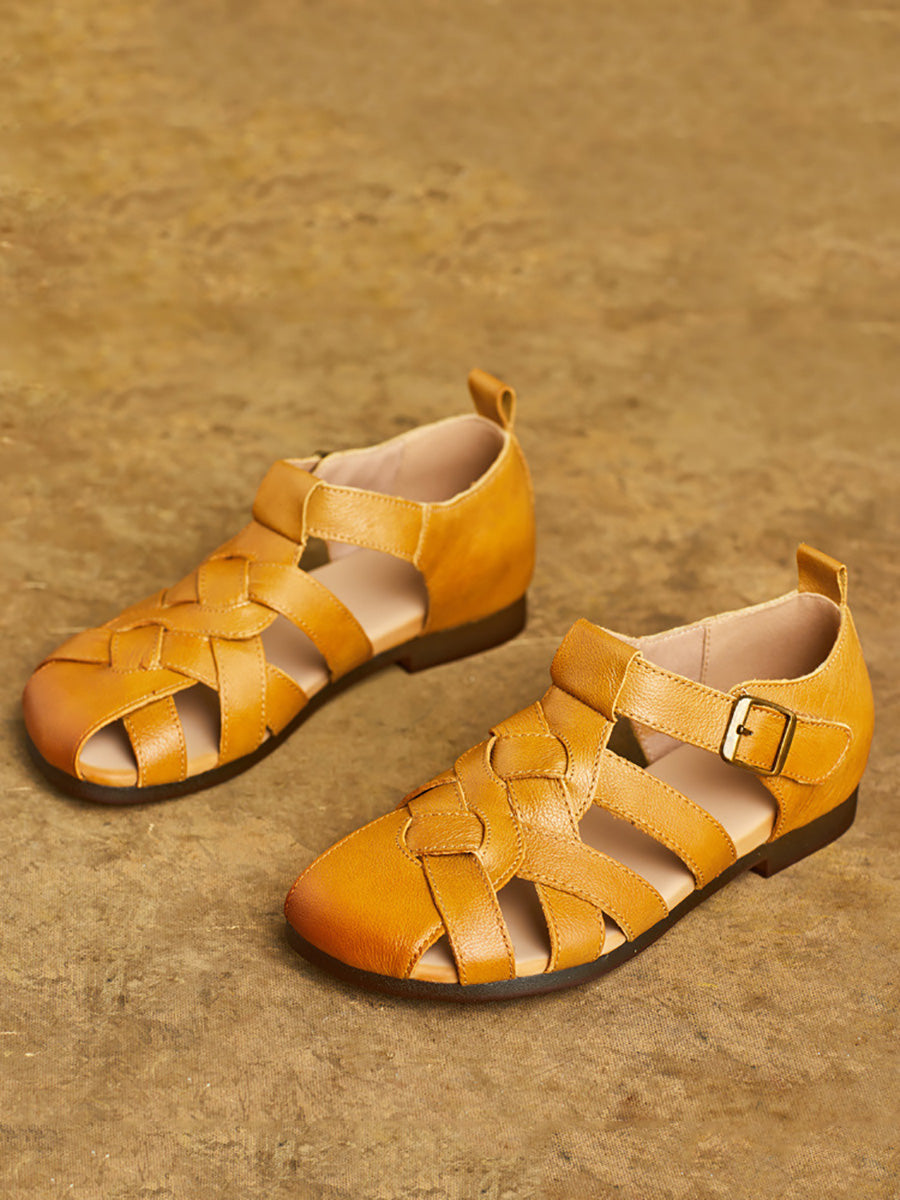 Women Casual Summer Leather Weave Sandals