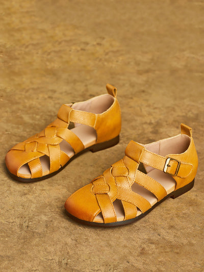 Women Casual Summer Leather Weave Sandals