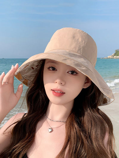 Women Summer Flower Dual-side Wearing Sunproof Hat