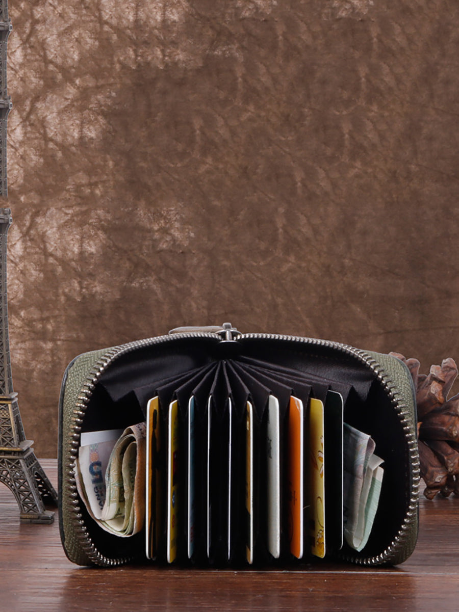 Vintage Genuine Leather Zipper Multifunction Wallet