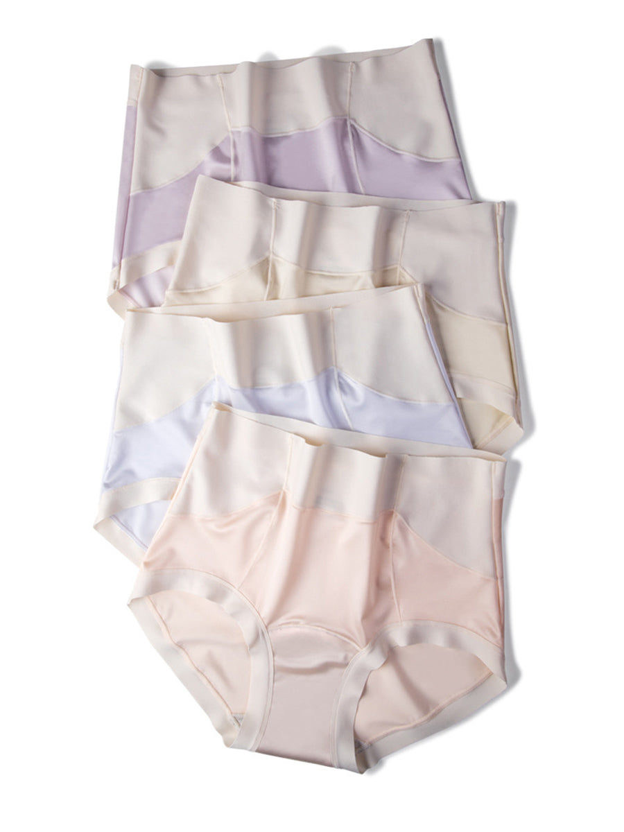 4 Pieces Summer Women Colorblock High Waist Underwear