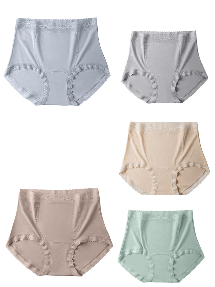 5 Pieces Summer Women Casual High Waist Lace Underwear
