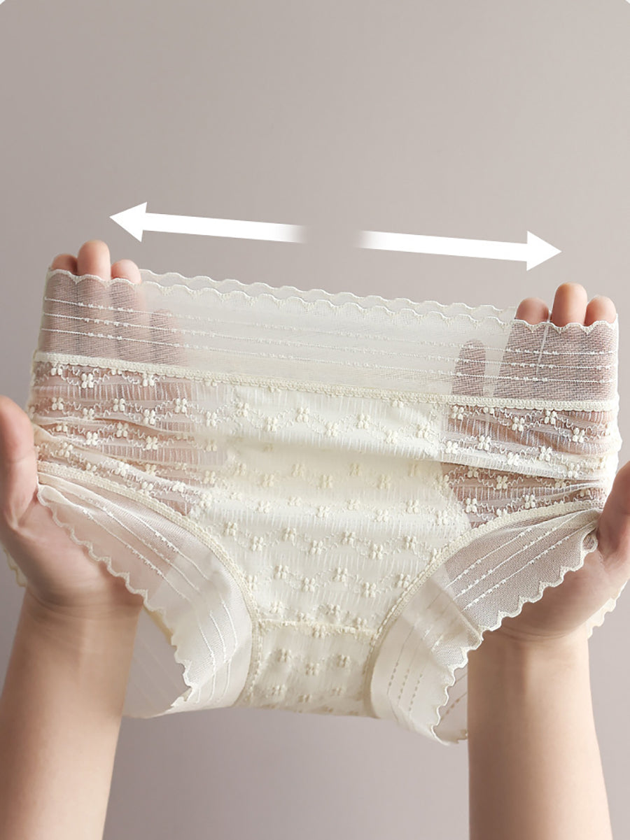 4 Pieces Summer Women High Waist Lace Underwear