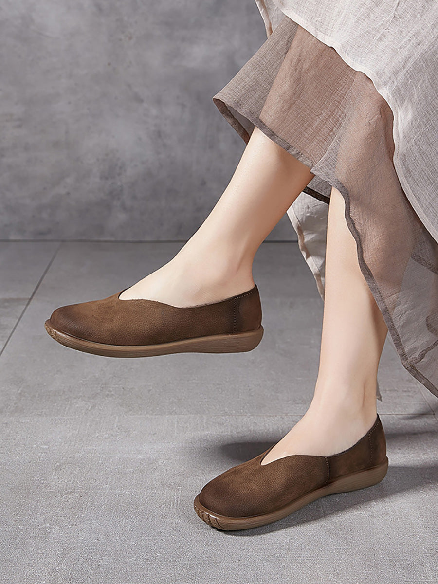Women Summer Soft Genuine Leather Flat Shoes
