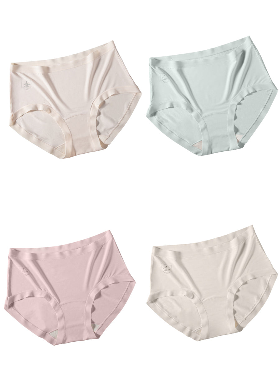 4 Pieces Summer Women Casual Pure Color Underwear