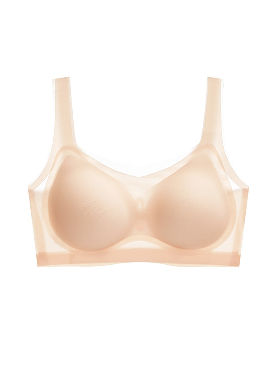 Women Summer Casual Satin Pure Color Seamless Bra