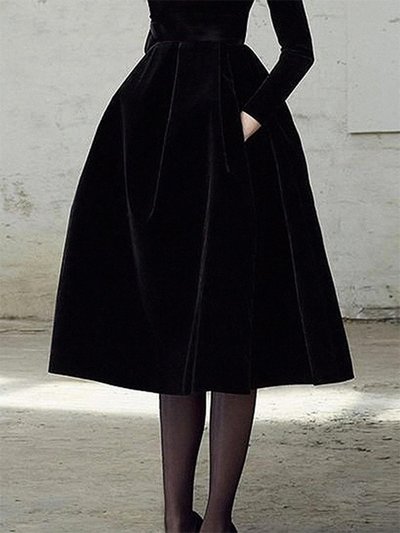 Long Sleeves Skinny Solid Color High Neck Midi Dresses