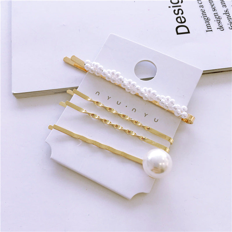fashion geometric alloy plating artificial pearls hair clip 1 set