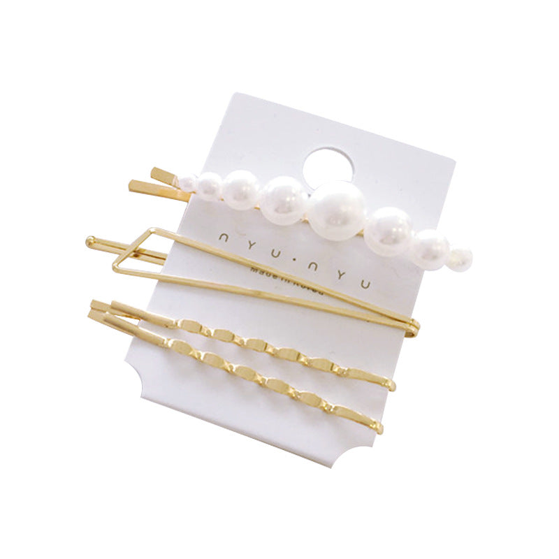 fashion geometric alloy plating artificial pearls hair clip 1 set