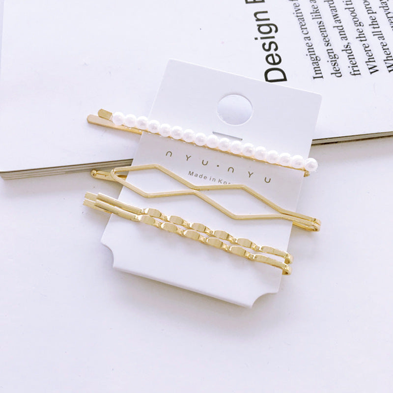 fashion geometric alloy plating artificial pearls hair clip 1 set
