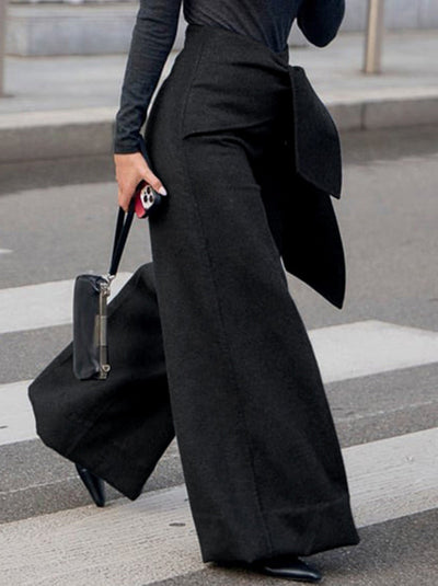 High Waisted Loose Asymmetric Solid Color Split-Joint Pants Trousers