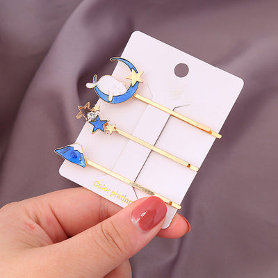 sweet geometric alloy plating rhinestones hair clip 1 set