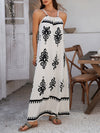A-Line Loose Contrast Color Halter-Neck Maxi Dresses