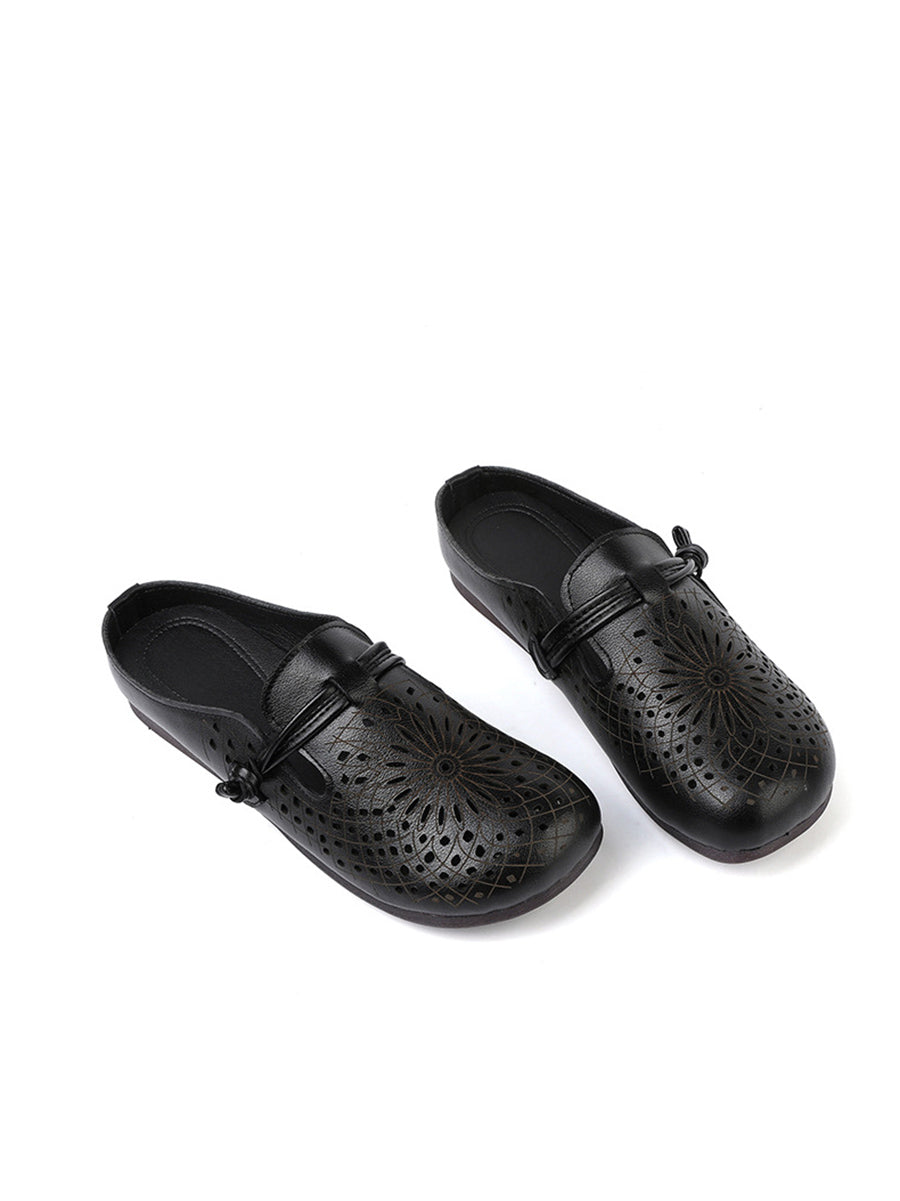 Women Summer Genuine Leather Hollow Out Shoes