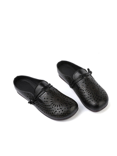 Women Summer Genuine Leather Hollow Out Shoes