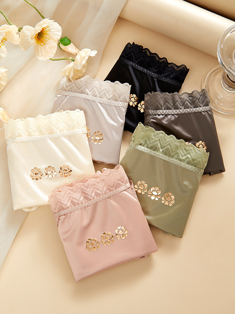 4 Pieces Summer Women Flower Lace  Underwear