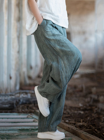 Plus Size Women Vintage Winter Tie-dye Fleece-lined Harem Pants