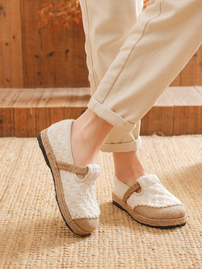 Women Artsy Canvas Linen Spliced Flat Shoes