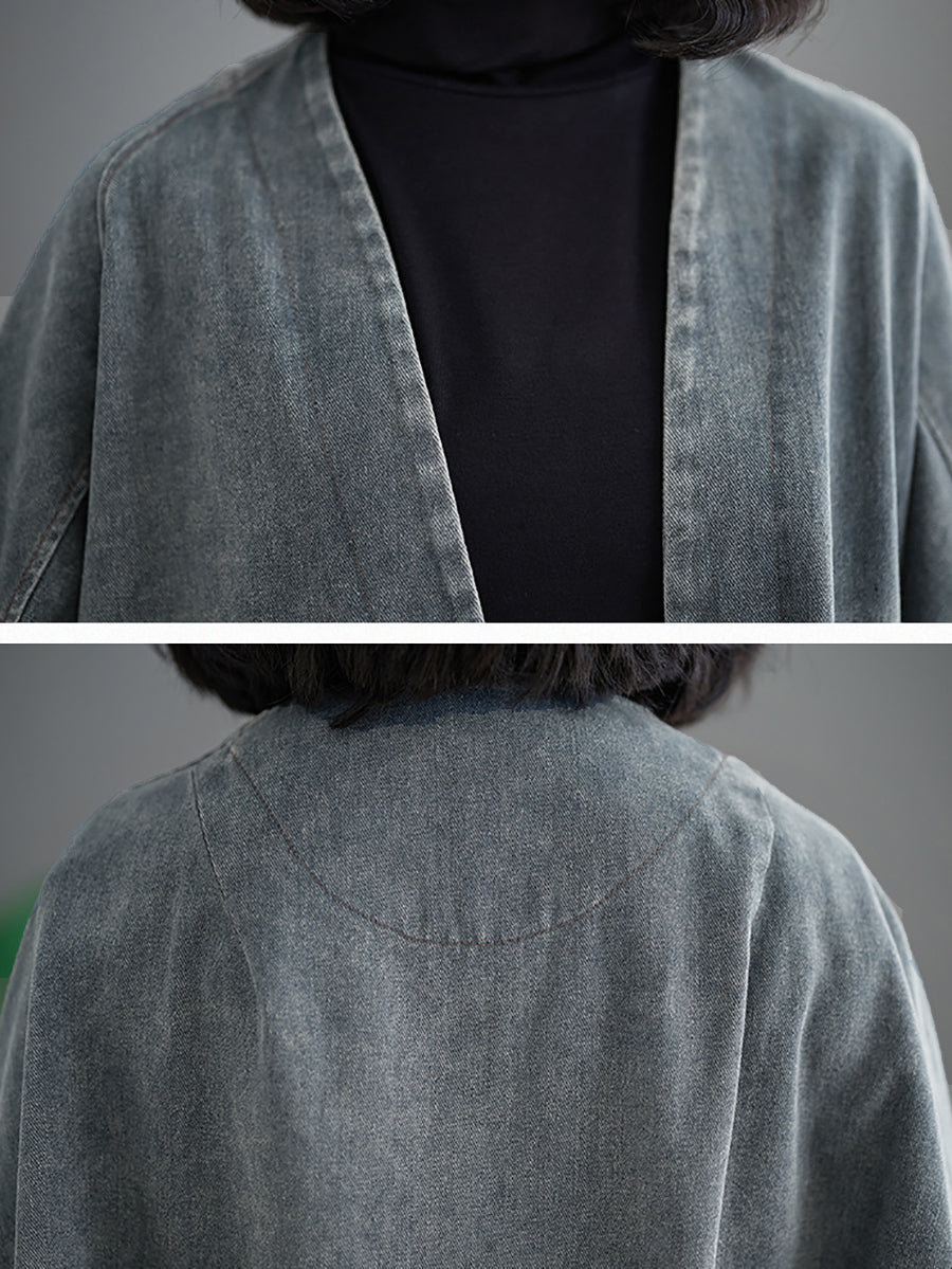 Women Retro Washed Spring Denim Short Coat