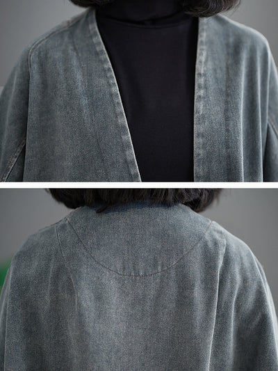 Women Retro Washed Spring Denim Short Coat