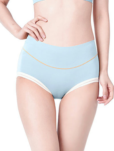 6 Pieces Summer Women Colorblock High Waist Underwear