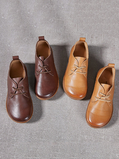 Women Summer Vintage Genuine Leather Flat Shoes