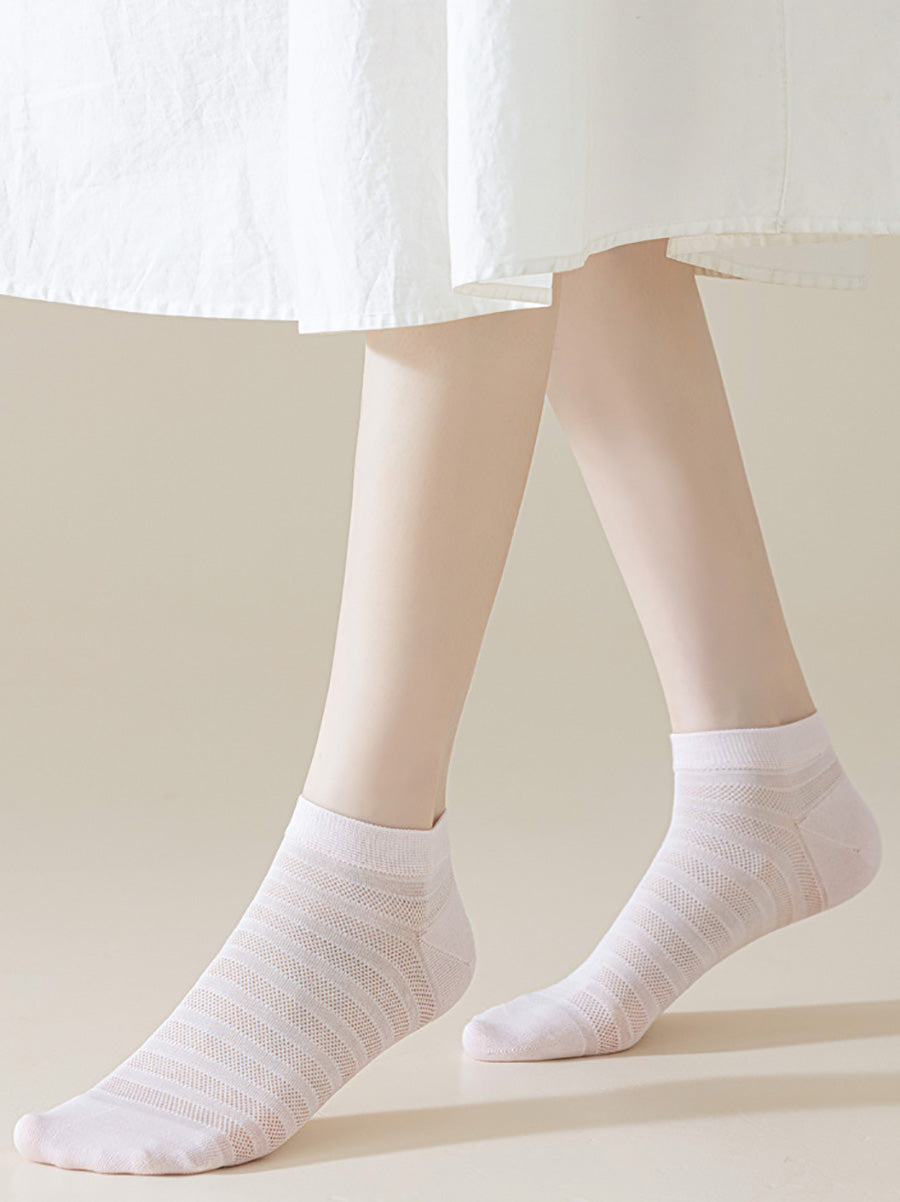 Women Casual Summer Stripe Thin Stripe Short Socks