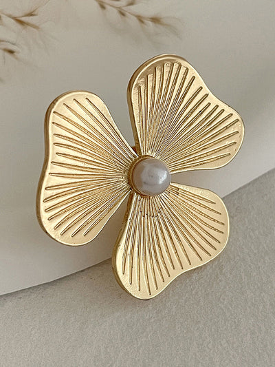 Flower Shape Pleated Shiny Rings Accessories