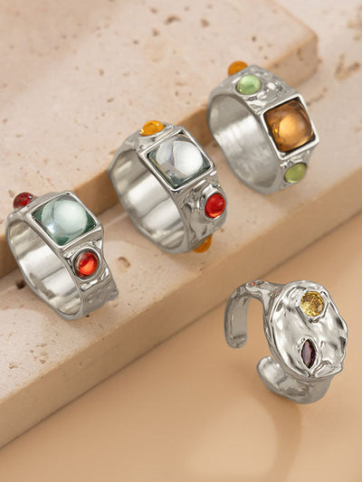 Geometric Rhine Stones Rings Accessories