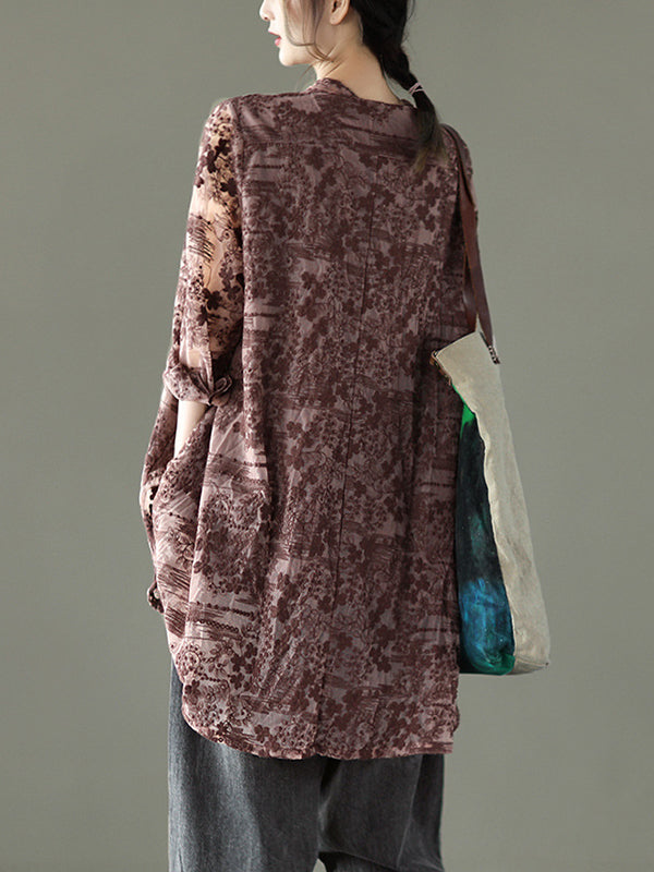 Vintage Loose Embroidered Lace Hollow Blouse