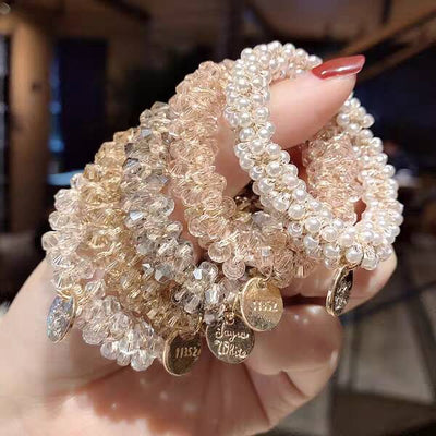 simple style crystal glass hair tie