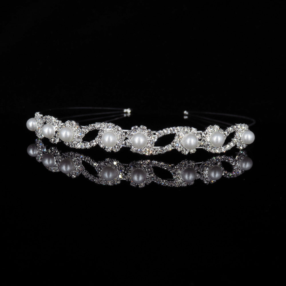 simple style crown flower copper inlay artificial pearls rhinestones hair band 1 piece