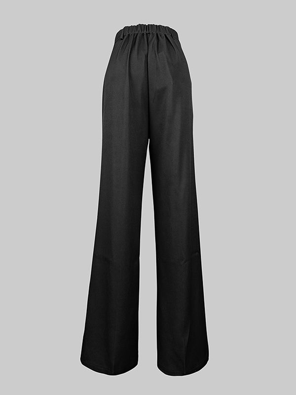 High Waisted Loose Flower Print Pockets Pants Trousers