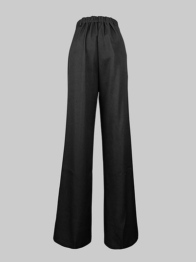 High Waisted Loose Flower Print Pockets Pants Trousers