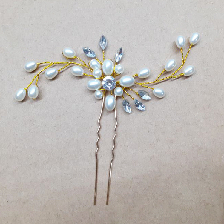 Women's Elegant Solid Color Imitation Pearl Rhinestone Hairpin
